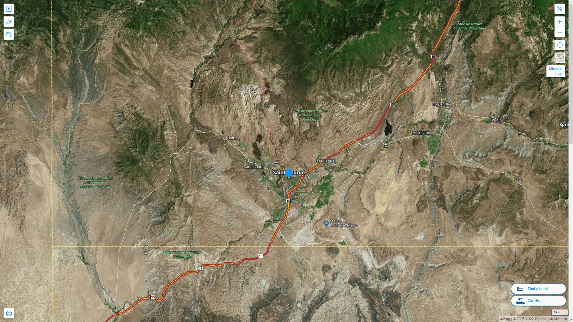 St. George Utah Highway and Road Map with Satellite View